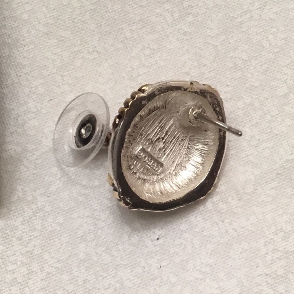 Roman Brand Silvertone and Goldtone Earrings - Picture 6 of 7